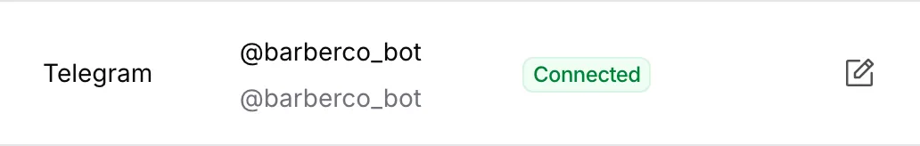 Telegram integration card in the Soqqet panel